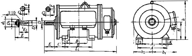 JZ2-H系列電動機(jī)起貨交流三相異部電動機(jī)外形及安裝尺寸