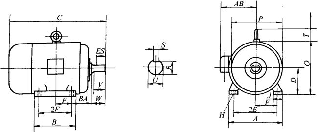 NEMA標(biāo)準(zhǔn)三相異步電動機外形尺寸(143~499T機座)